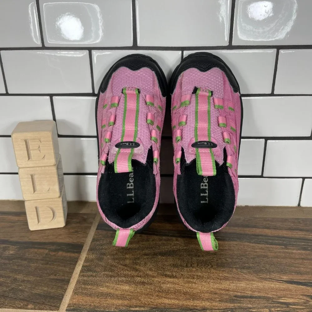 L.L. Bean Little Girl's Size 10 Shoes Pink Suede Mesh Slip On Comfort Mocs